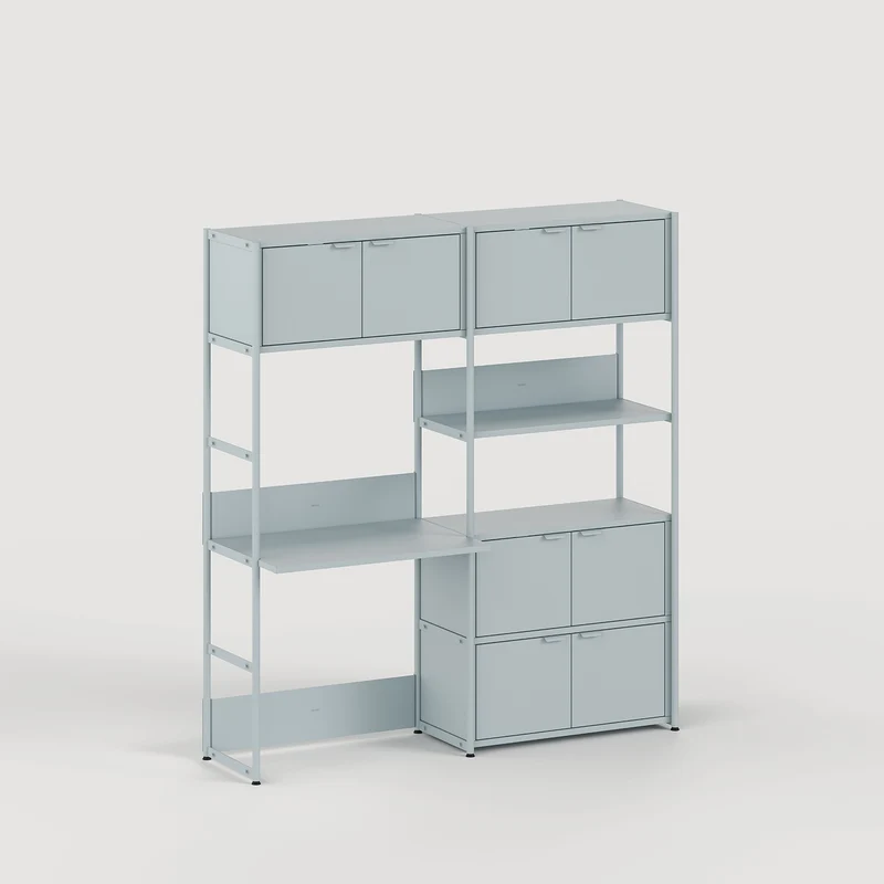 Etagère bureau UNIT - H180 à 215 x L164cm - acier thermolaqué
