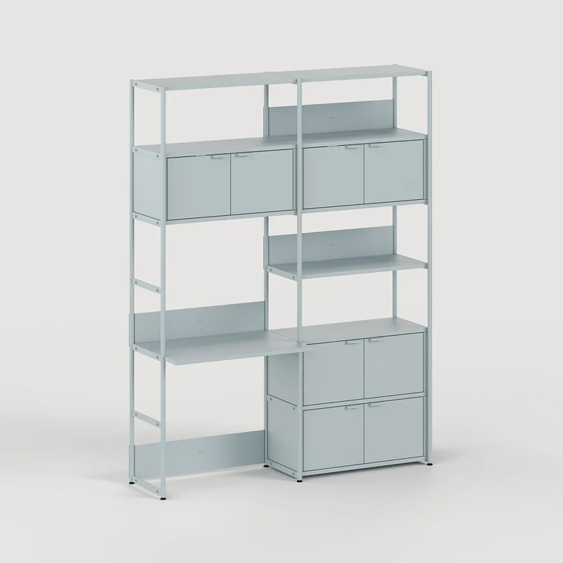 Etagère bureau UNIT - H180 à 215 x L164cm - acier thermolaqué