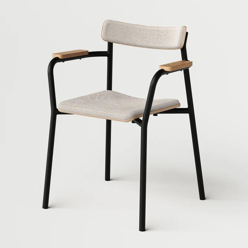 Chaise ETUDE avec accoudoirs - tissu recyclé