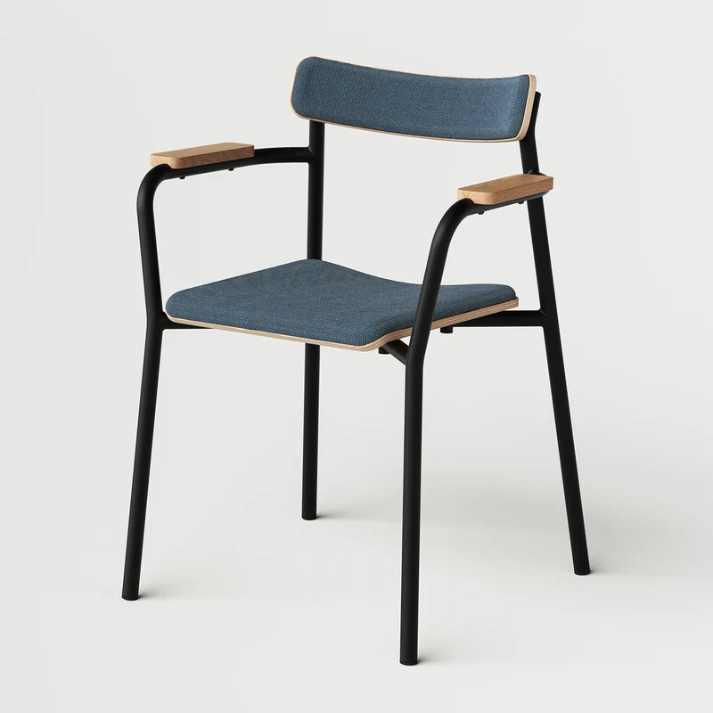 Chaise ETUDE avec accoudoirs - tissu recyclé