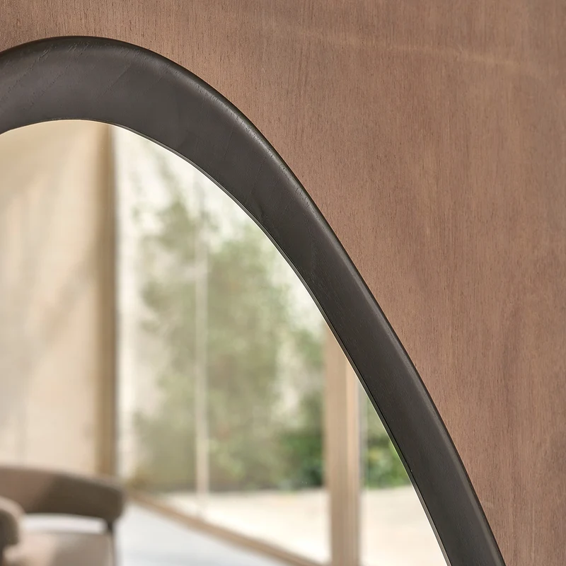 Miroir organique en bois de mindi noir 75x60 cm