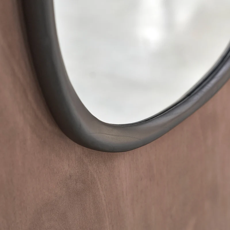 Miroir organique en bois de mindi noir 75x60 cm