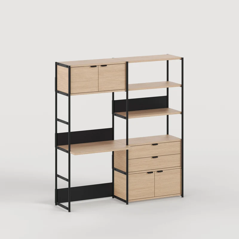 Etagère bureau UNIT - H180 à 215 x L164cm - bois éco-certifié