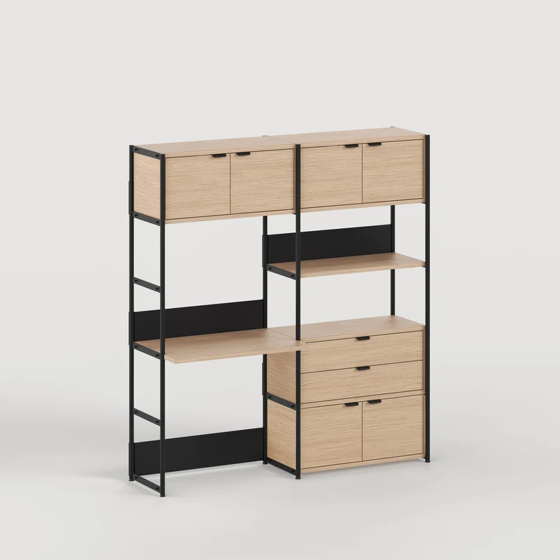 Etagère bureau UNIT - H180 à 215 x L164cm - bois éco-certifié