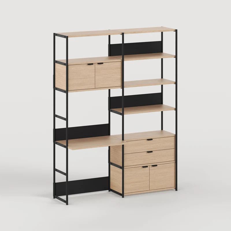 Etagère bureau UNIT - H180 à 215 x L164cm - bois éco-certifié