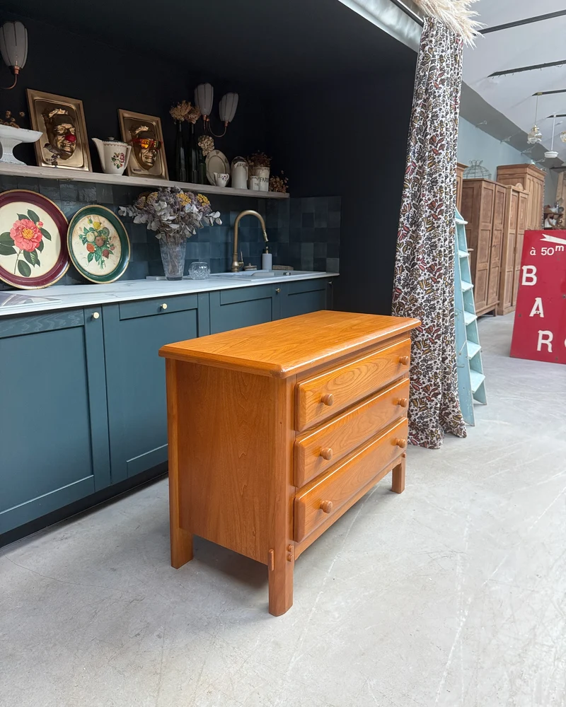 Commode vintage en orme massif