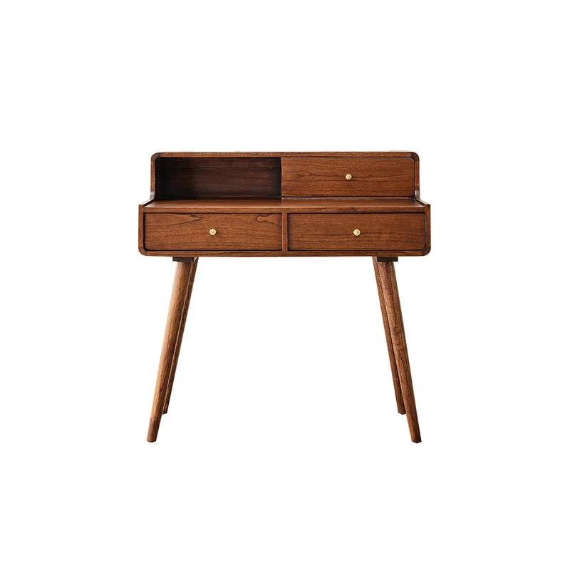 Bureau en mindi massif finition noyer 90 cm