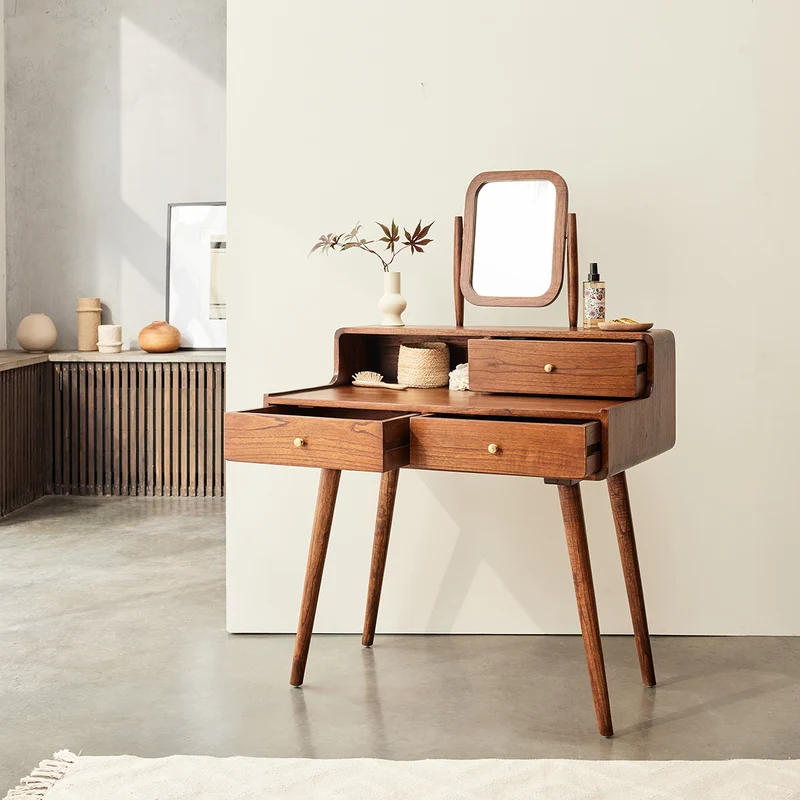 Bureau en mindi massif finition noyer 90 cm