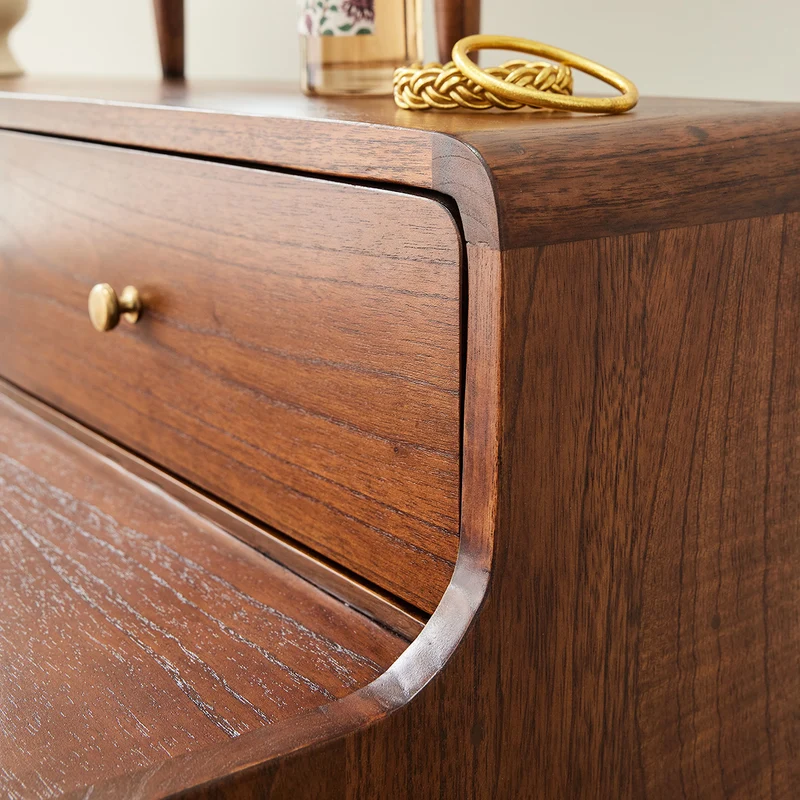 Bureau en mindi massif finition noyer 90 cm