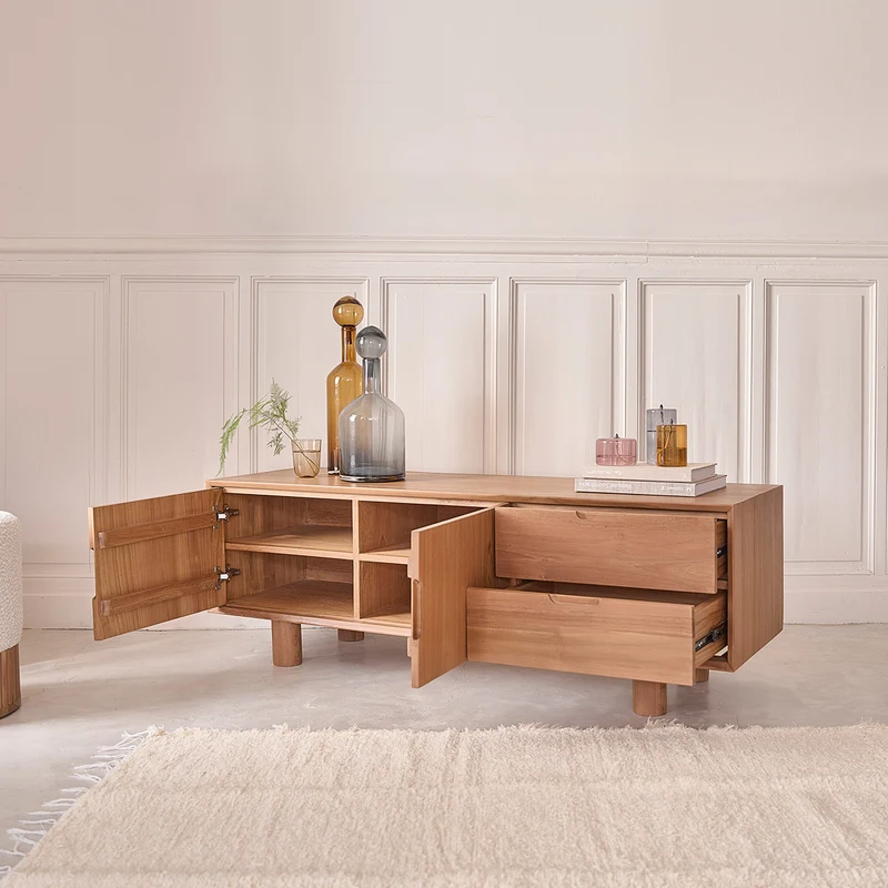 Meuble TV en teck massif 150 cm