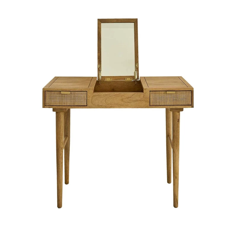 Bureau en manguier massif et cannage 90 cm