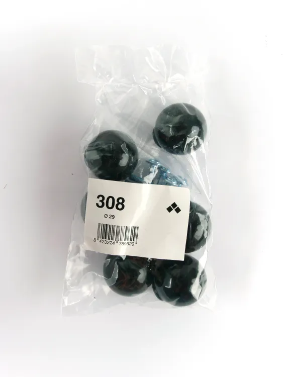 6 boutons de meuble ronds Boule, abs noir, Diam.28 mm