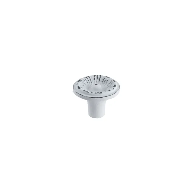 Bouton de meuble rond, acier blanc patiné, Diam.37 mm