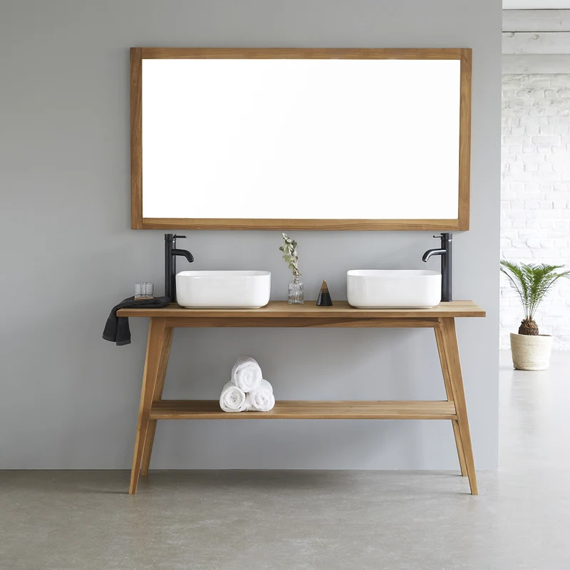 Miroir en teck massif rectangulaire 150x80 cm