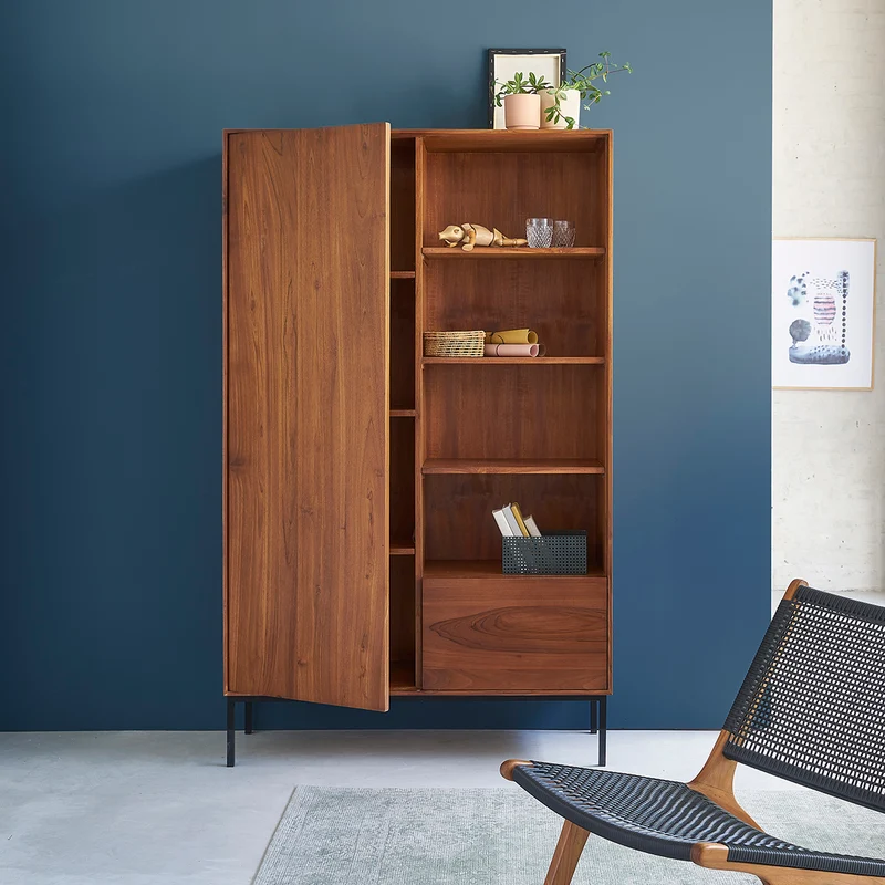Armoire en teck massif et métal 110 cm