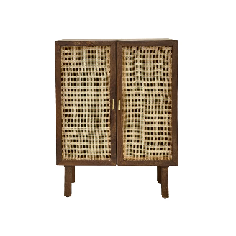 Buffet en manguier massif et cannage finition noyer 68 cm