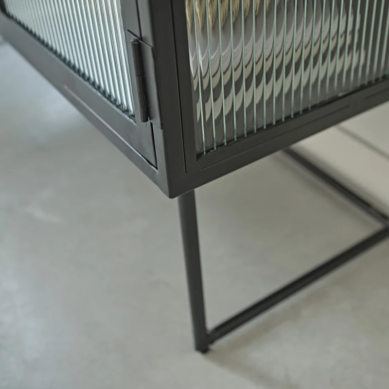 Buffet en métal et verre ondulé 120 cm