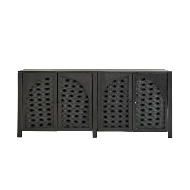 Buffet en manguier massif et cannage noir 175 cm