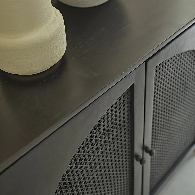 Buffet en manguier massif et cannage noir 175 cm