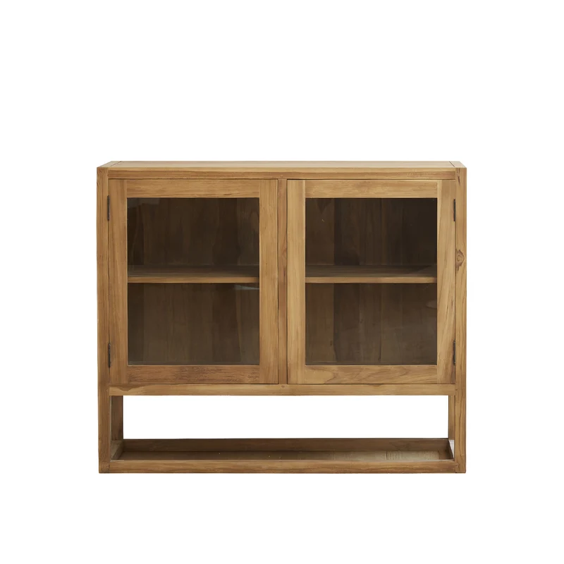 Buffet en teck massif et verre 120 cm