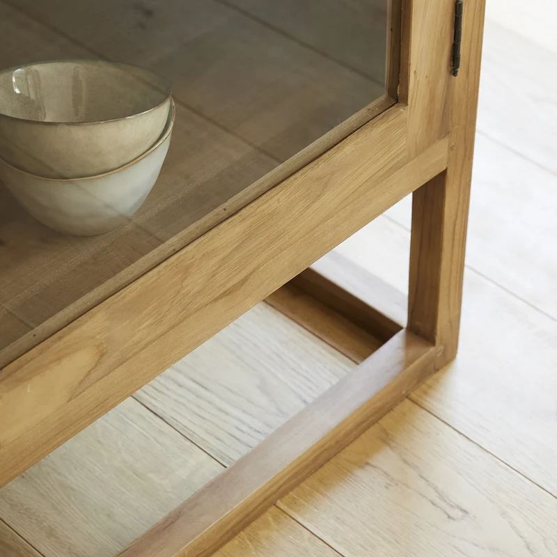 Buffet en teck massif et verre 120 cm