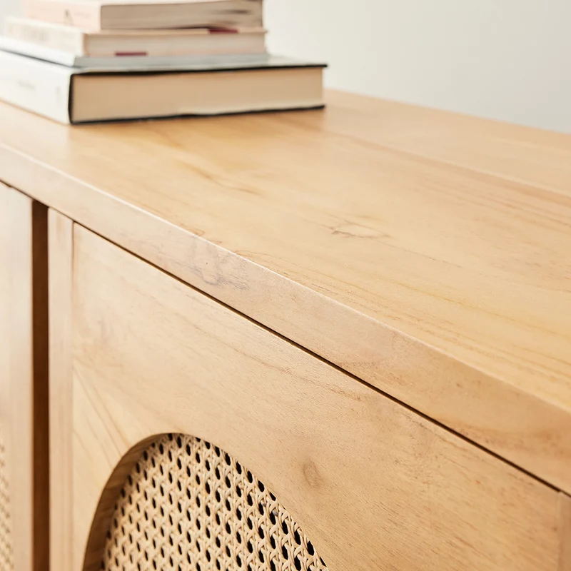Buffet en teck massif et cannage 183 cm