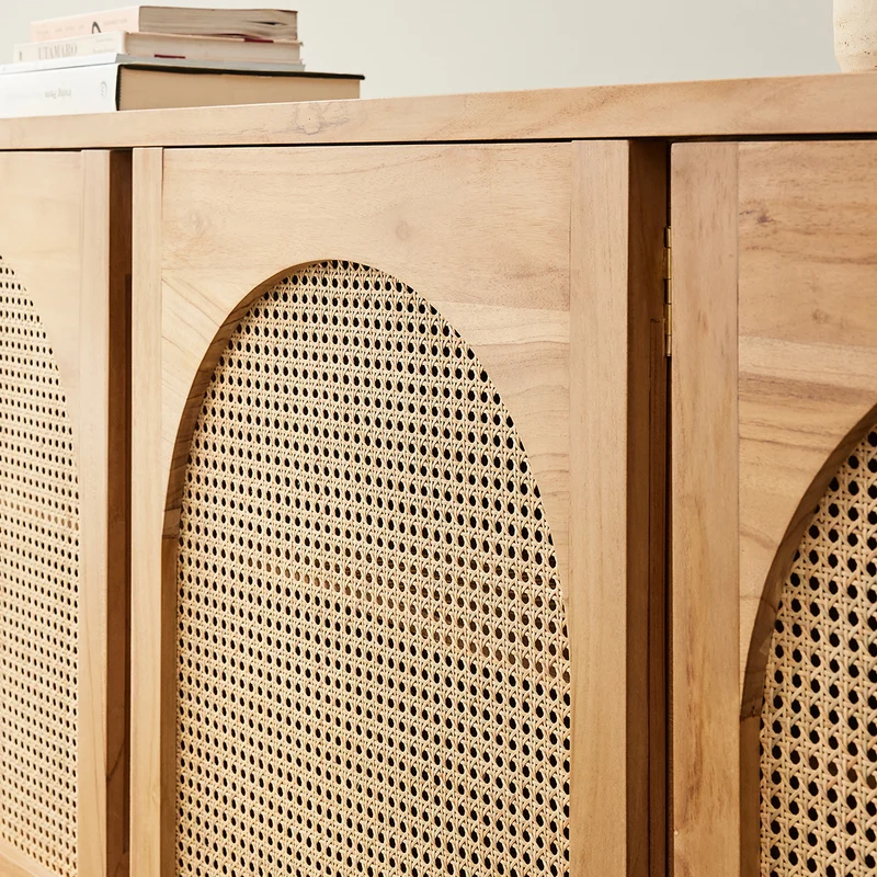 Buffet en teck massif et cannage 183 cm