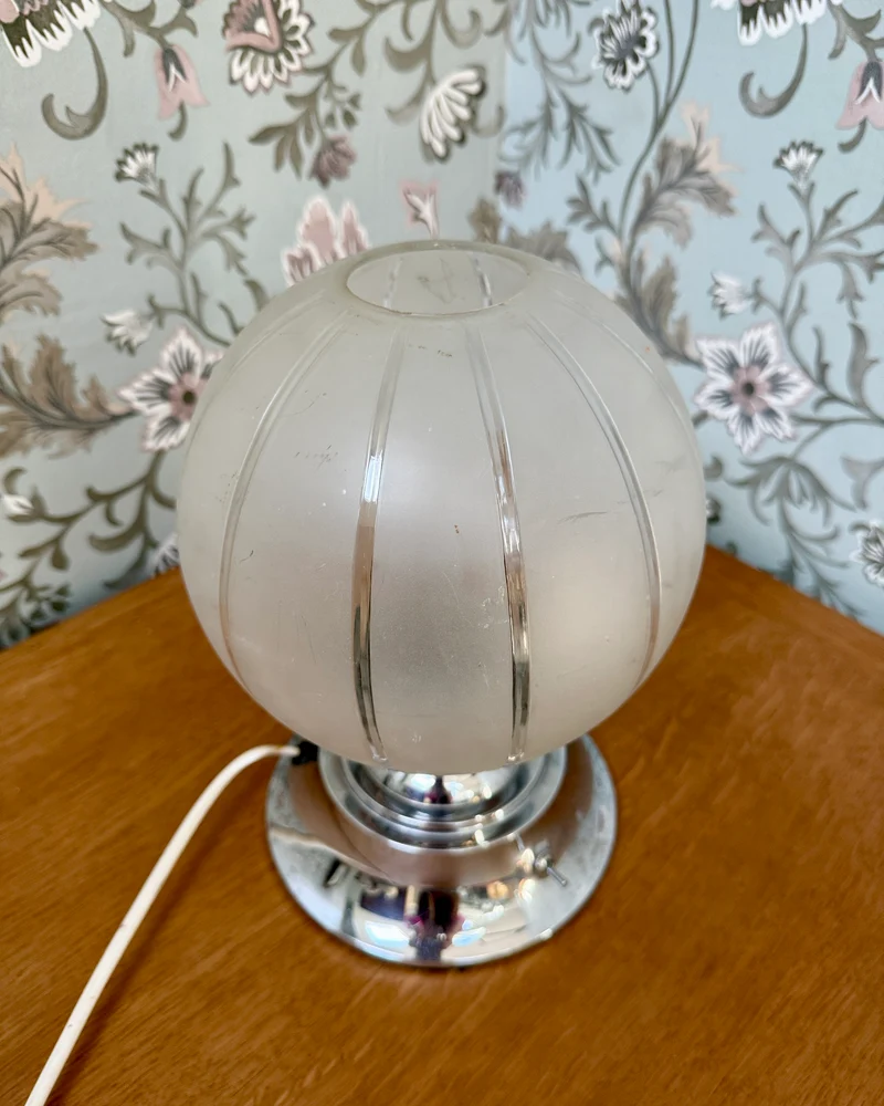 Lampe Art Déco en chrome et verre