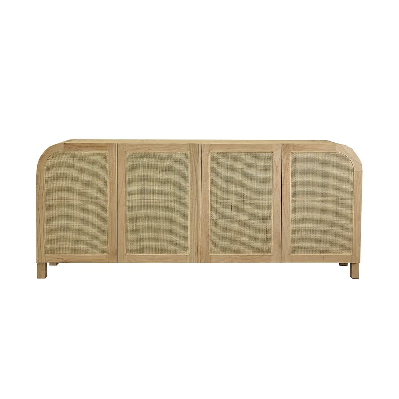 Buffet en mindi massif et cannage 190 cm