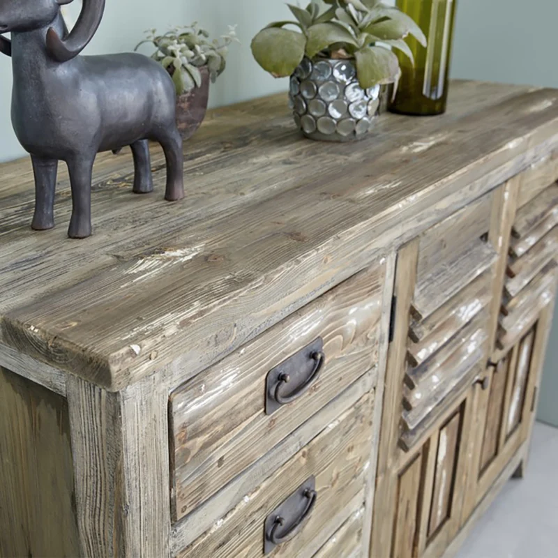 Buffet en bois recyclé massif 140 cm