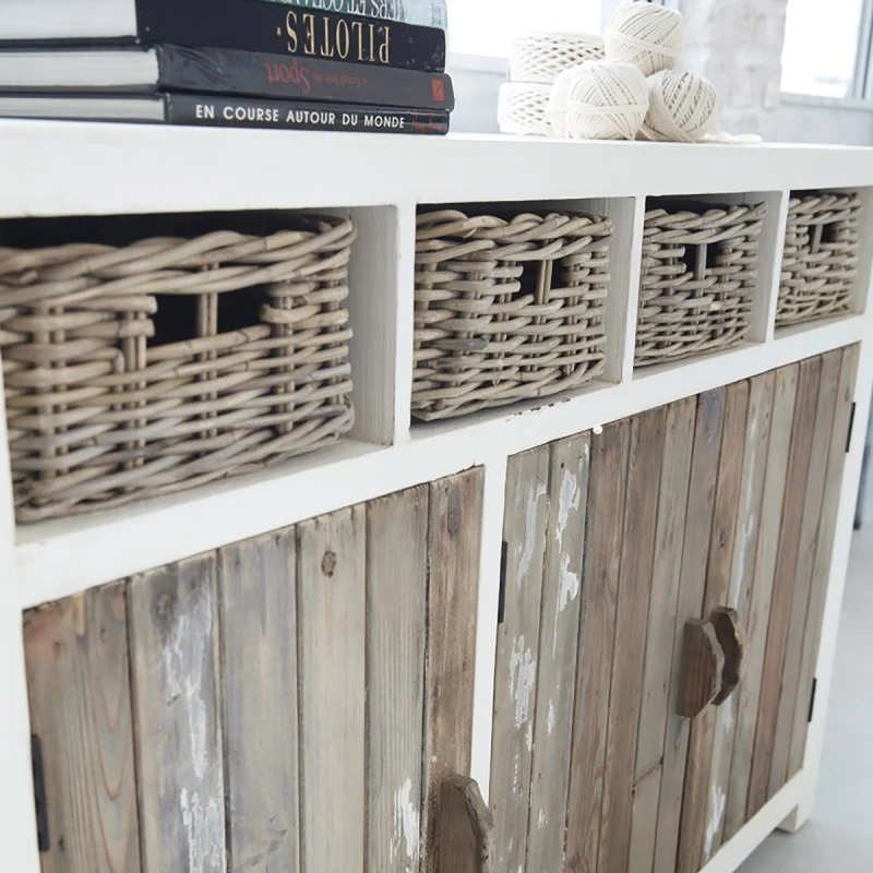 Buffet en bois recyclé massif 145 cm