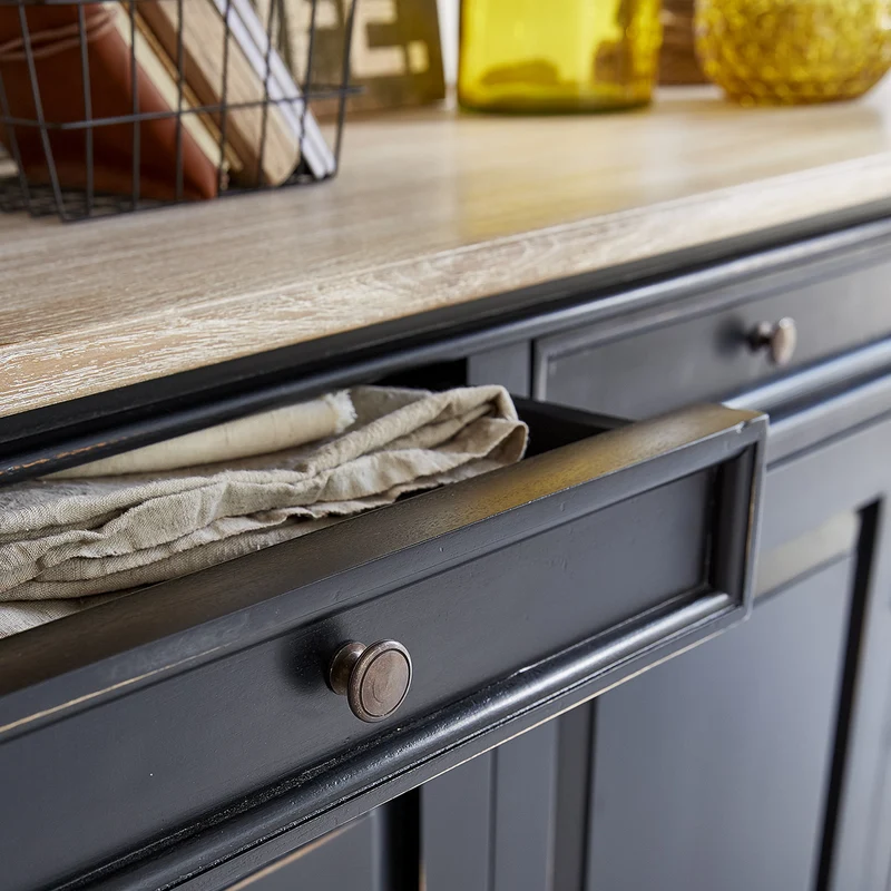 Buffet en acajou et teck massif 180 cm noir
