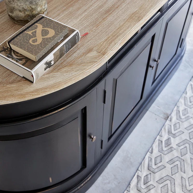 Buffet en acajou et teck massif 180 cm noir