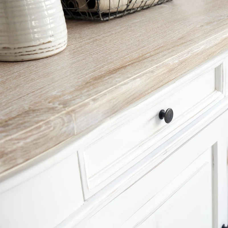 Buffet en acajou et teck massif 180 cm blanc