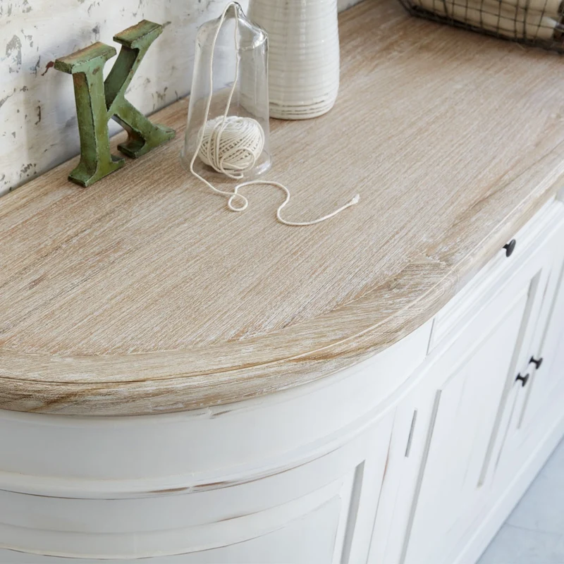 Buffet en acajou et teck massif 180 cm blanc