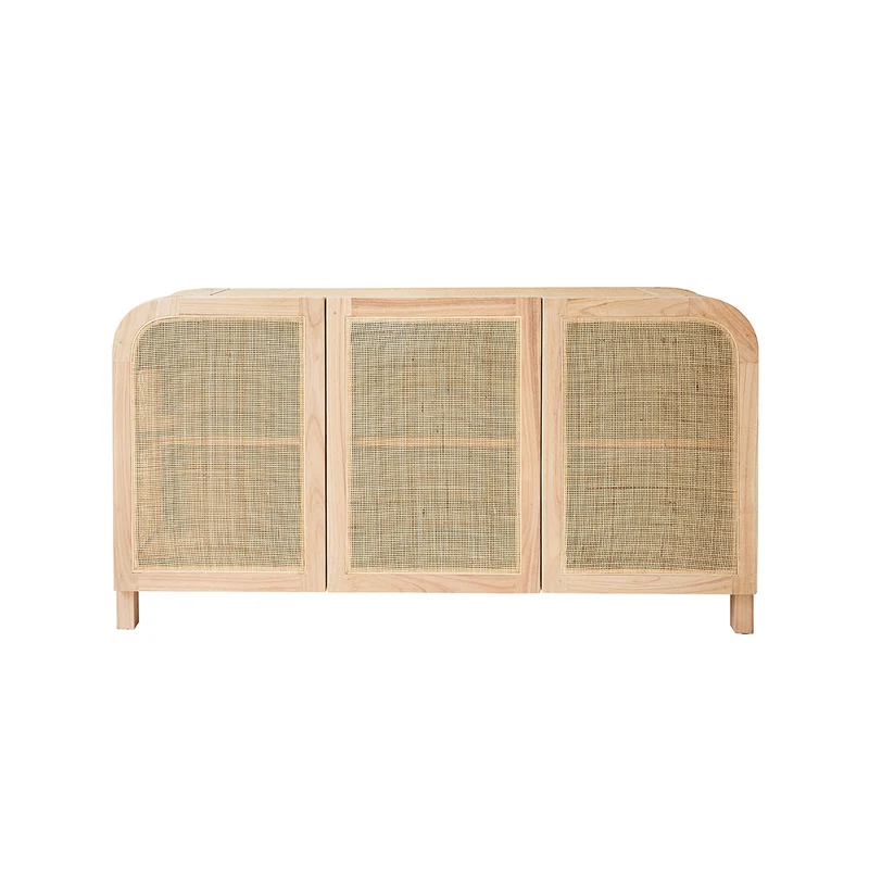 Buffet en mindi massif et cannage 150 cm