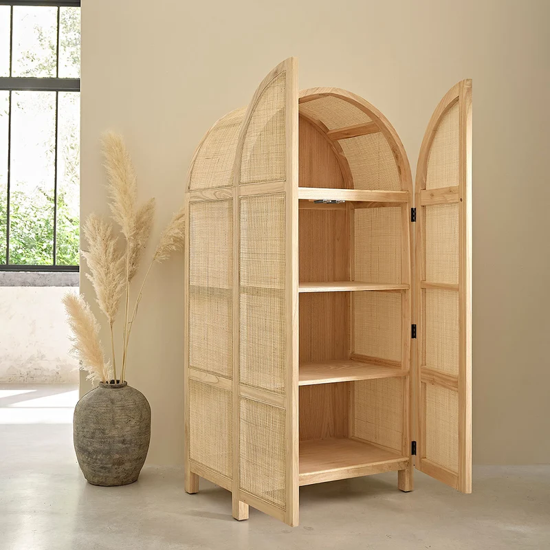 Armoire en mindi massif et cannage 90 cm