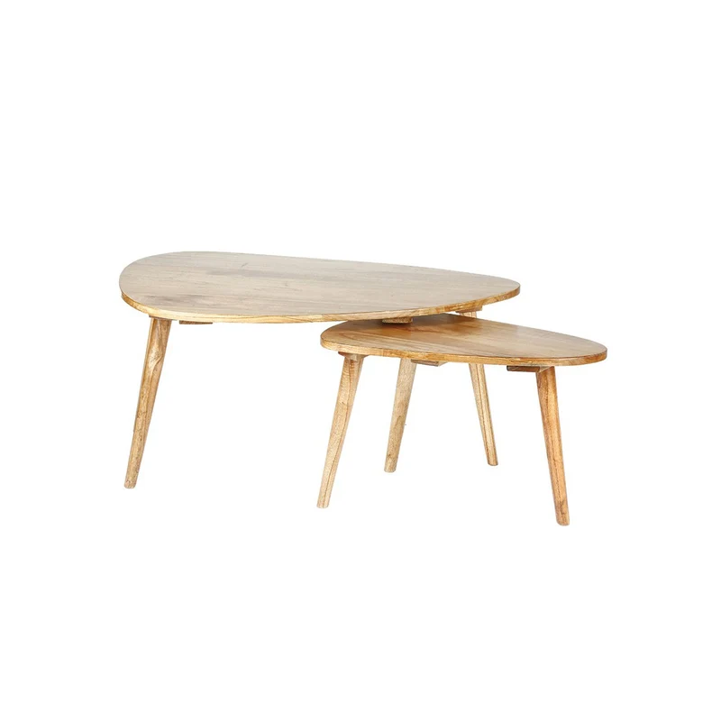 Lot de 2 tables basses en mindi massif