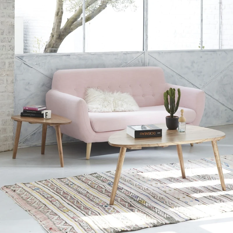 Lot de 2 tables basses en mindi massif