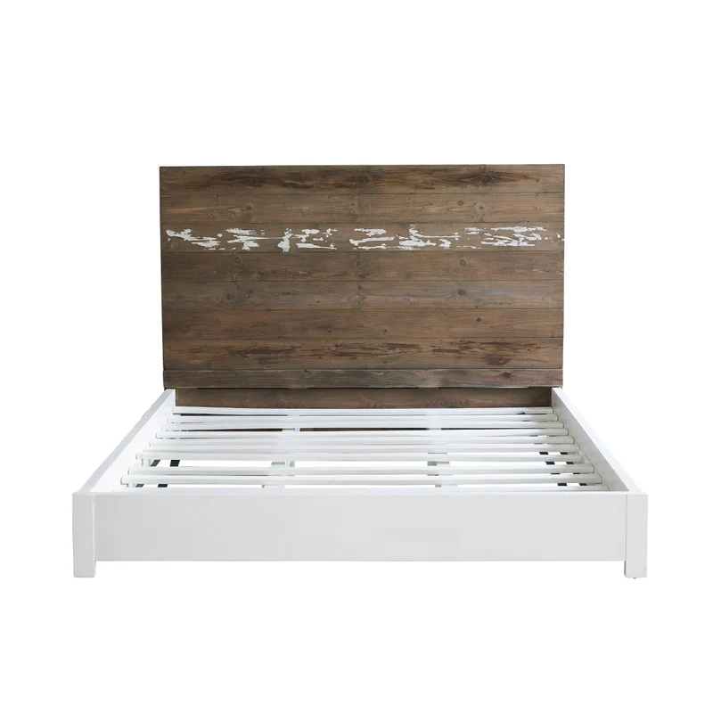 Lit en bois recyclé massif 160 cm avec sommier