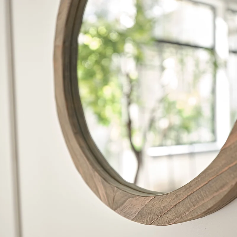 Miroir en bois recyclé massif rond Ø 50 cm