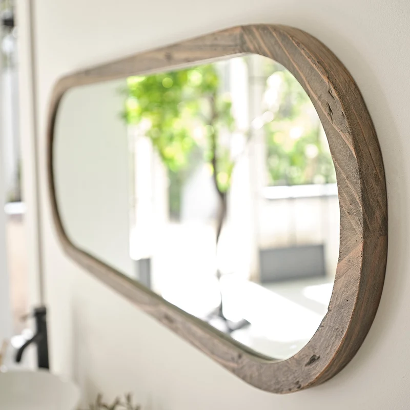 Miroir en bois recyclé massif oval 140x50 cm