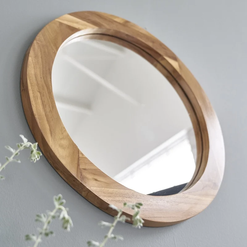 Miroir en teck massif rond Ø 50 cm