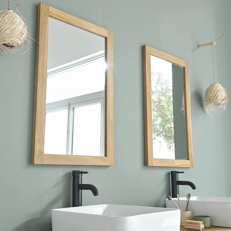 Miroir en teck massif rectangulaire 80x50 cm