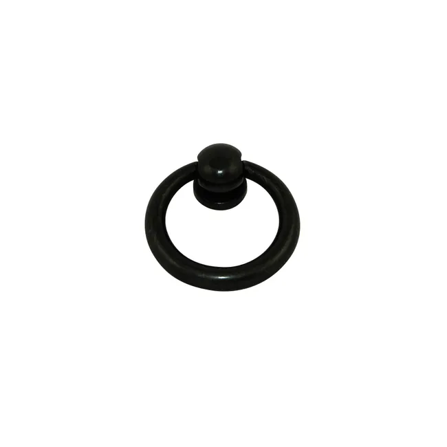 Bouton de meuble anneau, zamak noir satiné, Diam.35 mm
