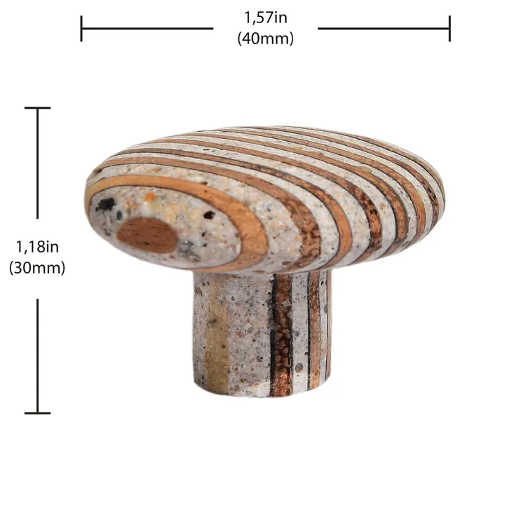 Bouton de meuble rond Marbré, bois marron, Diam.40 mm