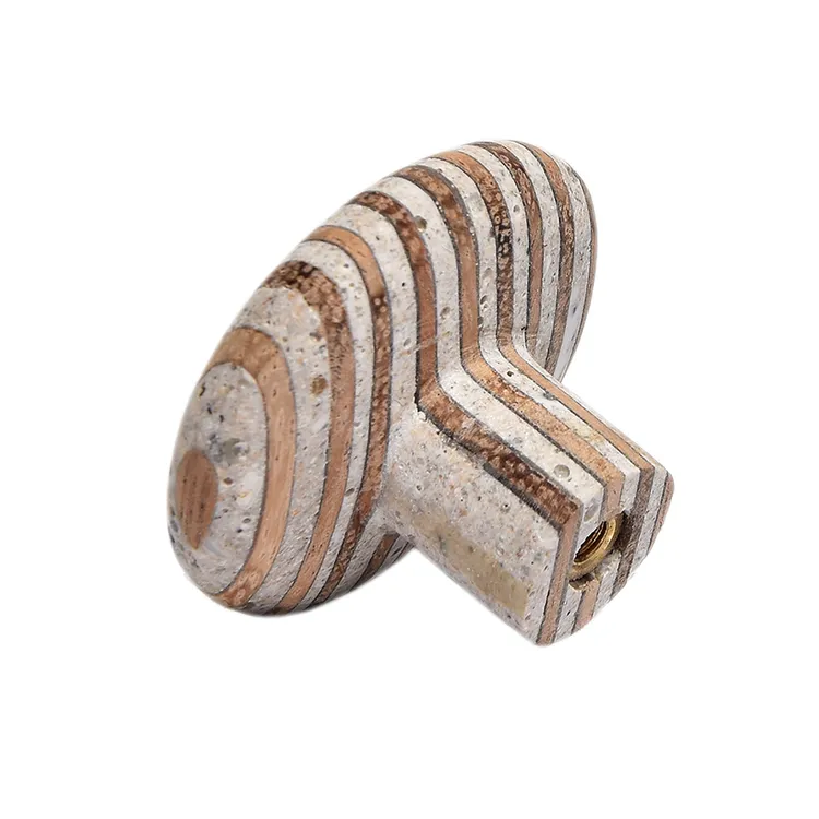 Bouton de meuble rond Marbré, bois marron, Diam.40 mm