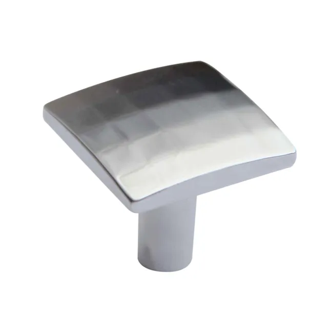 Bouton de meuble carré Facette, zamak argent chromé, l.30 mm