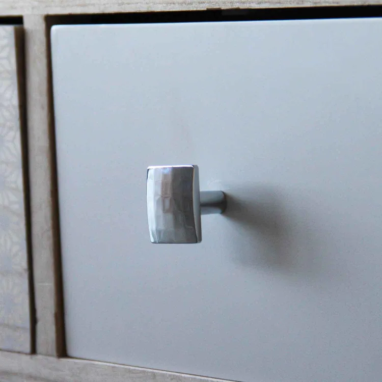Bouton de meuble carré Facette, zamak argent chromé, l.30 mm