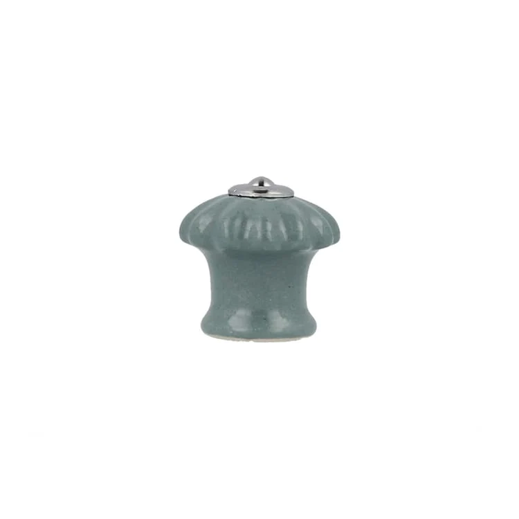 Bouton de meuble rond Petal, porcelaine bleu, Diam.28 mm